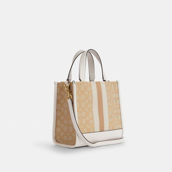 Dempsey Tote Bag 22 In Signature Jacquard With Stripe And Coach Patch - Picture 2 of 6